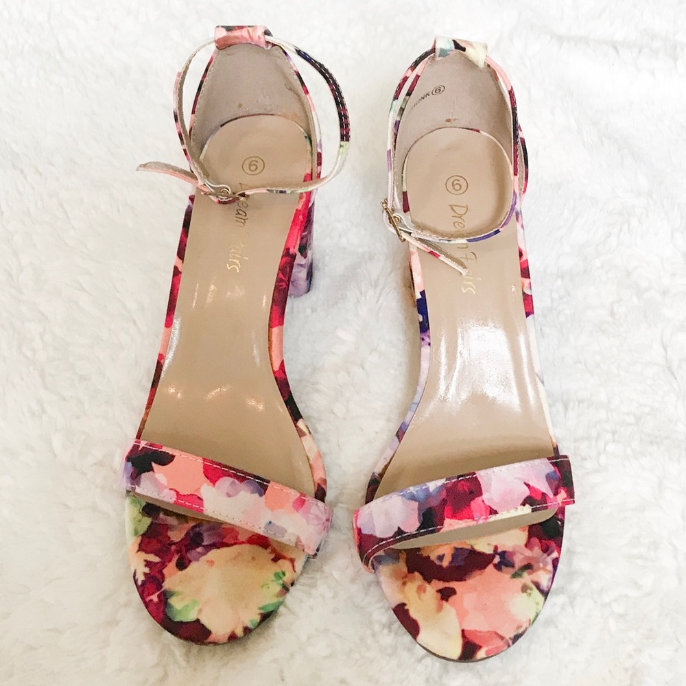 Bright floral strappey shoes